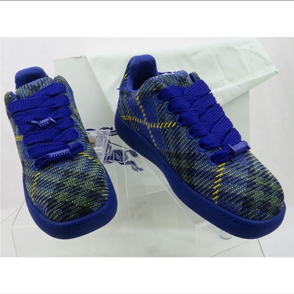 Burberry Vibrant Blue and Yellow Knit Sneakers - Picture 2 of 7